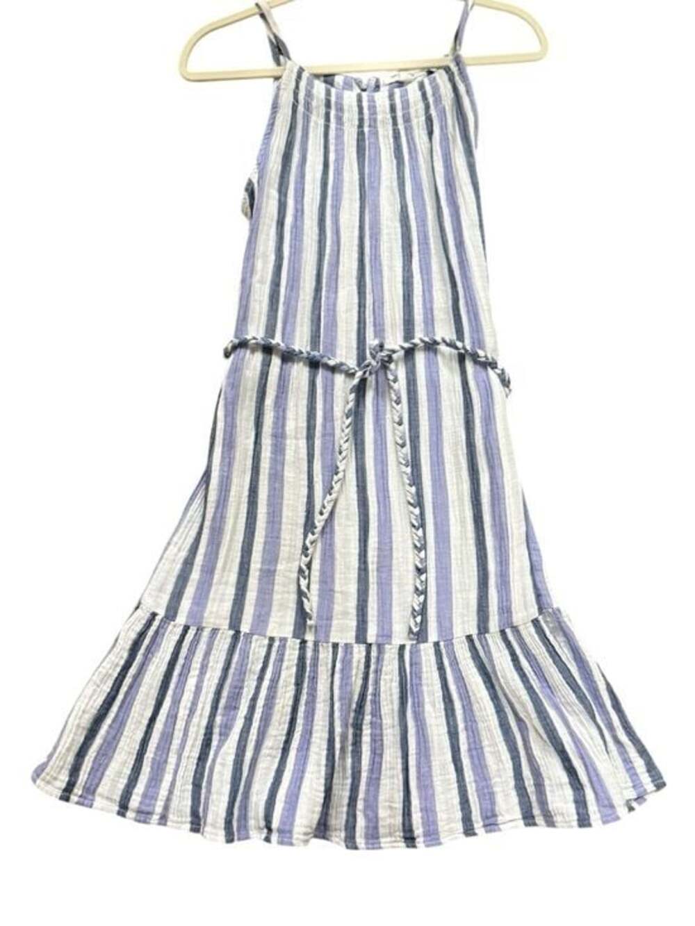 BeachLunchLounge Striped Blue & White Spaghetti Strap Maxi Dress Size S